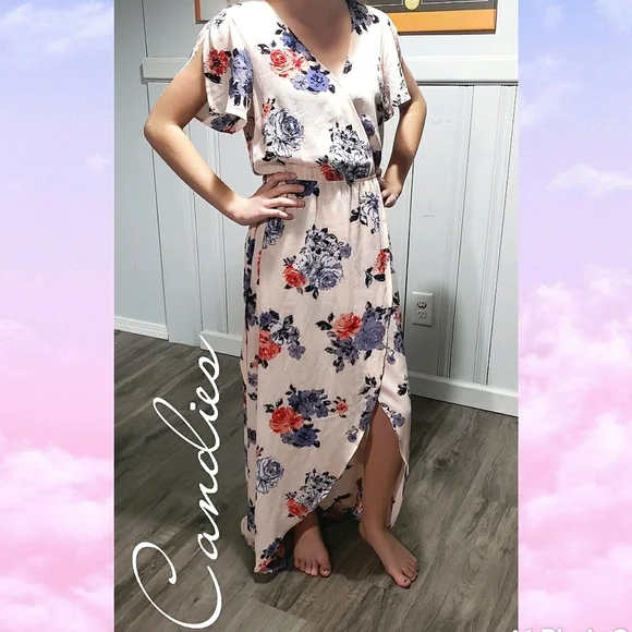 knee length dresses for ladies Lace Sheer Maxi Dress  Cotton Candy LA